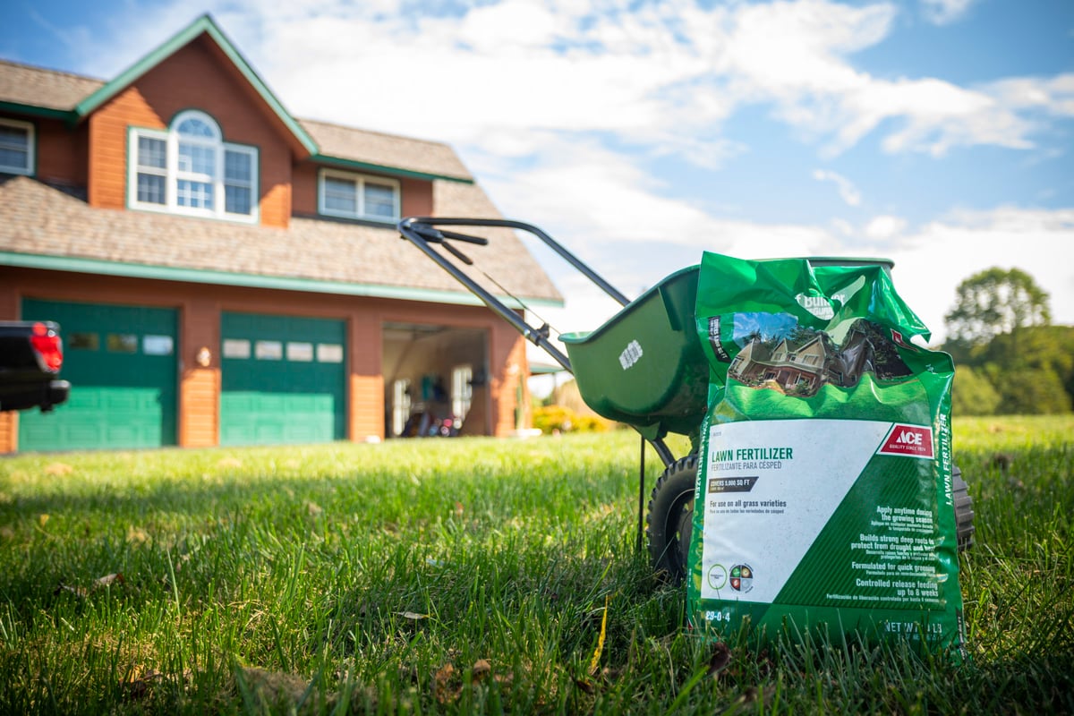 lawn fertilizer and spreader
