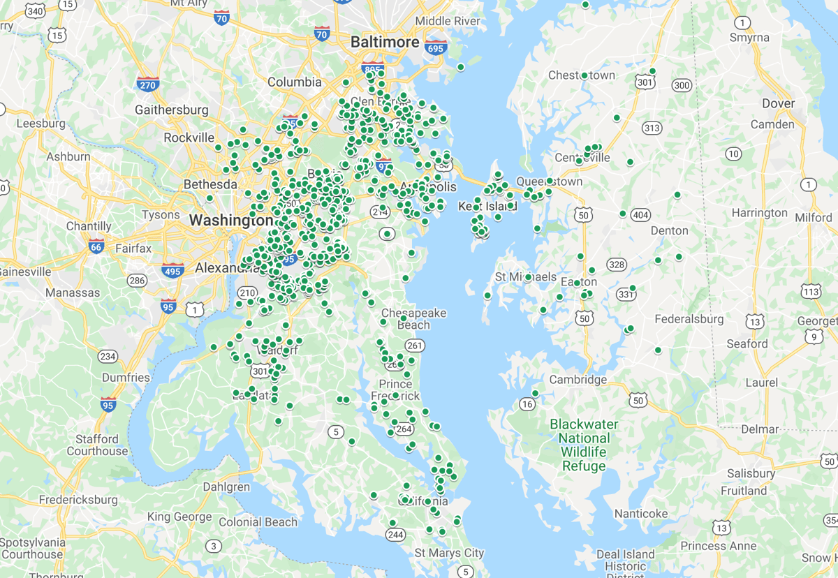 Natural Green Service Area Map